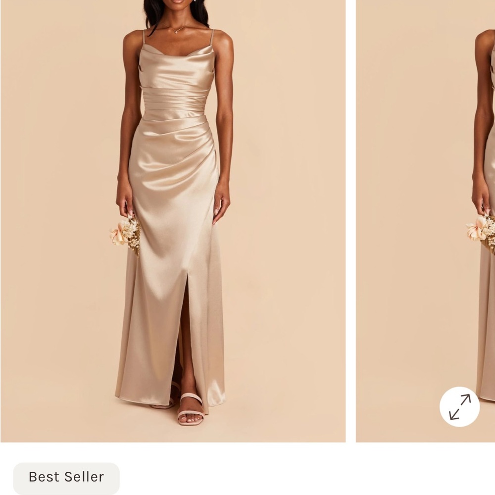 Birdie grey shiny neutral champagne bridesmaid dress